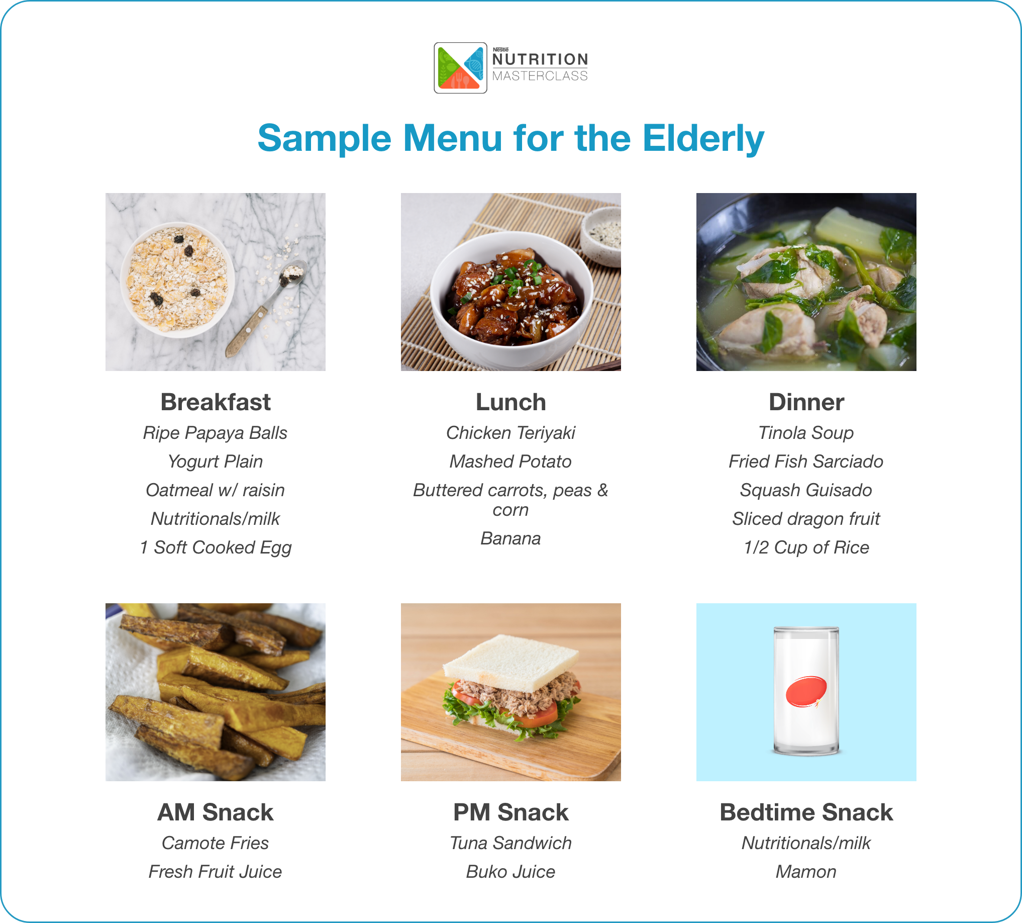 Sample menu for the elderly