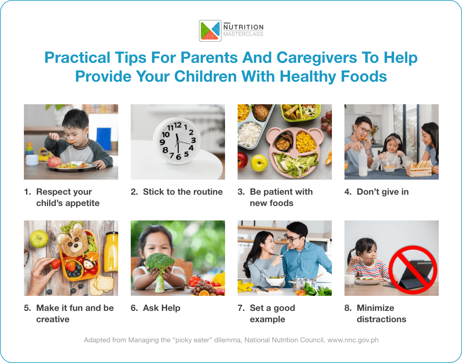 practical tips for parents and caregivers to help provide your children with healthy foods